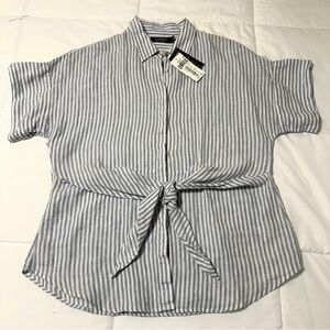 Ralph Lauren Blue and White Striped Shirt • Large • NWT